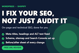 fix your on page and technical SEO issues on wordpress or shopify