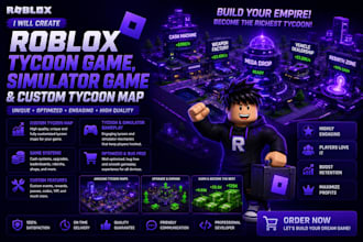create roblox tycoon game, simulator game and custom roblox tycoon map