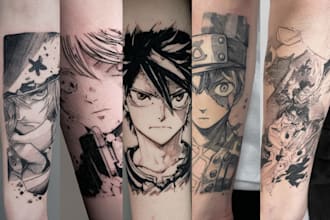 design custom anime tattoo or manga tattoo design