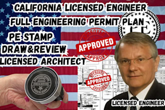 california licensed engineer full engineering permit plan stamp for city permit