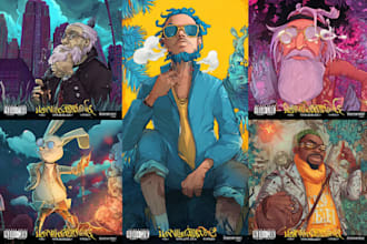create custom cartoon music cover art for singles or albums