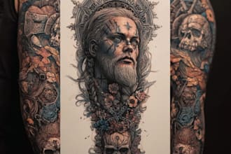 draw tribal tattoo sleeve illustration