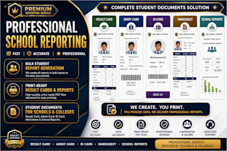 create student mark sheets, id cards, admit cards and attendance sheets