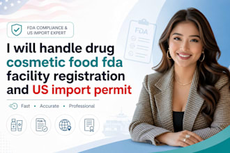 handle drug cosmetic food fda facility registration and US import permit