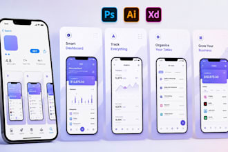 design panoramic app screenshot for app store, google play store graphics design