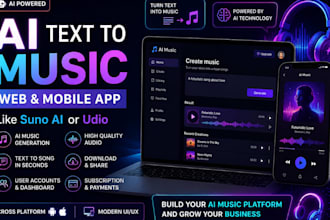 develop ai text to music web app like suno ai or udio