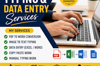do fast typing, pdf to word, data entry work