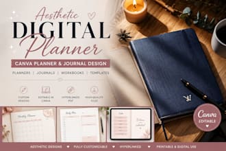 design aesthetic digital planners and journals in canva