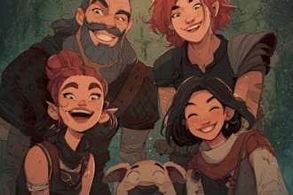 draw a dnd party art and group art for you