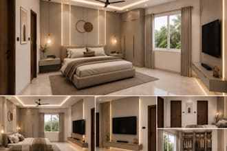 create realistic modern interior design in 3d