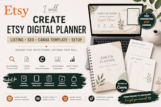 create etsy digital planner listing SEO canva template design setup