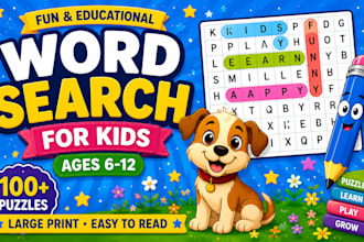 design cute kids puzzle book cover for amazon kdp