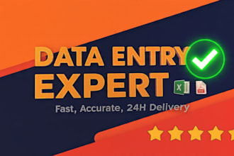 do data entry in excel, PDF to excel, web research fast
