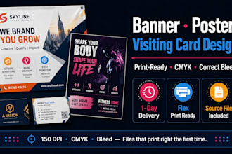 design print ready banner, poster, and visiting card