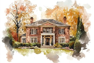 watercolor house art in unique