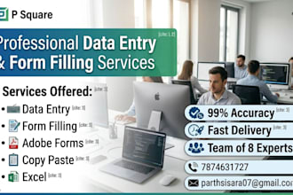 do professional data entry and form filling for you