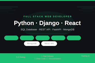do python, java, sql database, script and full stack web development projec