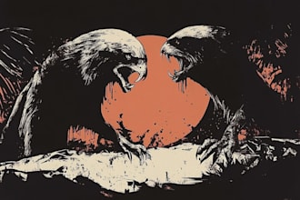 make dark art, concepts, linocut or woodcut illustrations