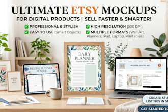 create attractive etsy mockup for digital products