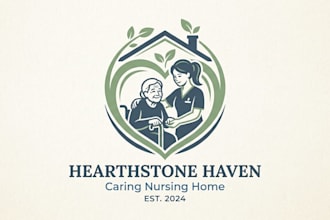 design a caring and professional nursing home logo for your healthcare brand