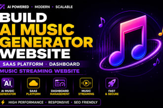 build ai music generator website saas platform dashboard music streaming website