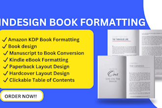 do book formatting, amazon KDP book, manuscript formatting on indesign