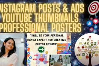 design professional instagram posts, ads and youtube thumbnails