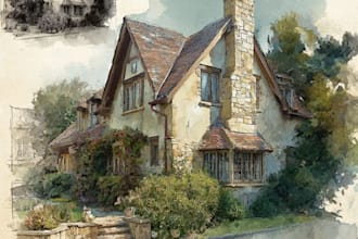 draw a watercolor house painting