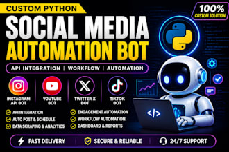 create custom instagram API, tiktok, youtube and twitter x automation bot