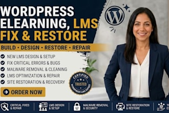 build wordpress elearning restore design fix critical lms errors malware removal