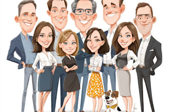 make a group cartoon caricature for a corporate or business
