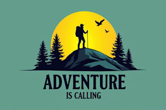 make an amazing hiking sunset mascot logo with unlimited revision