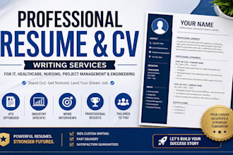 write resume, CV for IT, healthcare, nursing, project management, engineering