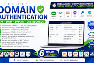 configure or fix dns record, cname, spf, dkim, dmarc, mx record