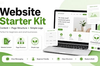 create your website content and simple starter logo
