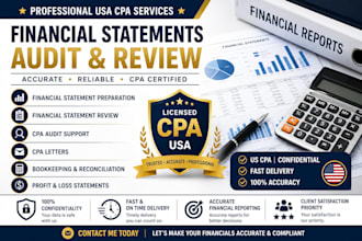 prepare and review your financial statements audit as USA CPA