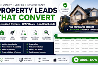 provide verified distressed property owner motivated seller bmv and landlord