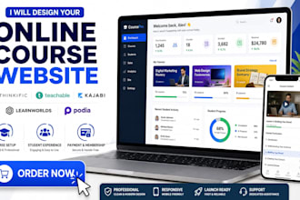 design your thinkific, teachable, kajabi or learnworlds course website