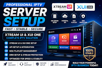 setup fast and stable xtream ui and xui one server, api setup, m3uplaylist, drm