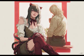 design custom anime warrior fan art fantasy style