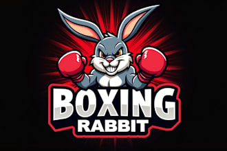 create awesome boxing rabbit mascot logo in one day