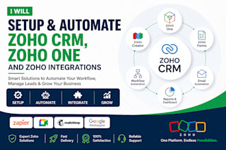 setup and automate zoho CRM, zoho one and zoho integrations