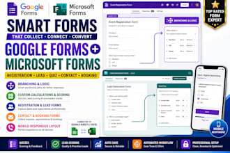 design google forms and microsoft forms for registration, lead and quizzes