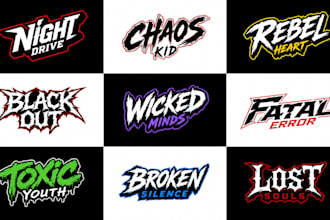 create y2k punk gothic typography streetwear grunge brand logo design