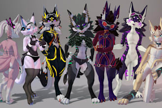 create a custom vrchat furry avatar and 3d VR character