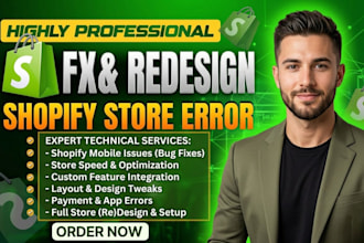 fix shopify mobile issues or error, redesign shopify store design