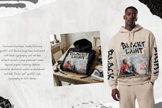 create streetwear prints, graphics and garment mockups