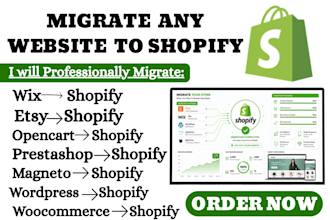 migrate transfer clone etsy opencart bigcartel wix wordpress website to shopify