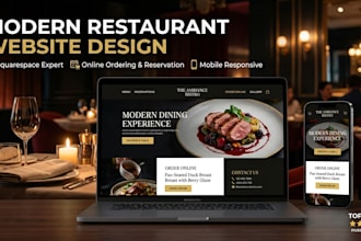 design modern squarespace restaurant website with online ordering, booking site