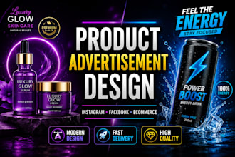 design professional product advertisement and social media ads